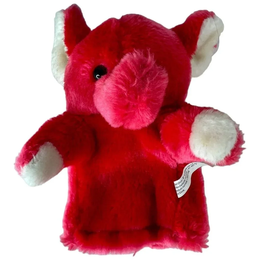 4 Hand Puppet Plush Pig Tiger Elephant Crocodile 8”‎ Toy Stuffed Animal Set Lot